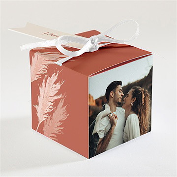 Boîte de dragées mariage terracotta pampa - Dos de la boîte