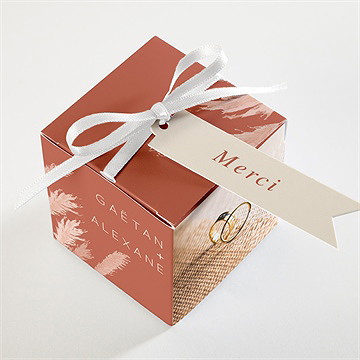 Boîte de dragées mariage terracotta pampa - Dessus de la boîte