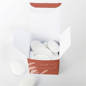 Boîte de dragées mariage terracotta pampa - Intérieur de la boîte