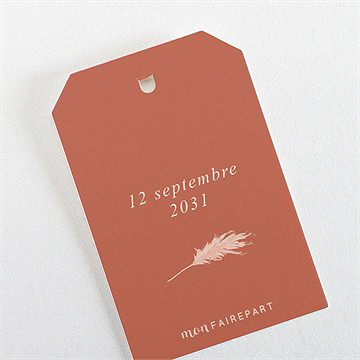 Etiquette mariage terracotta pampa - Dos de l'étiquette