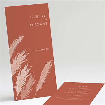 Menu mariage terracotta pampa