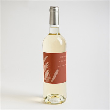 Etiquette de bouteille mariage terracotta pampa - Mise en situation