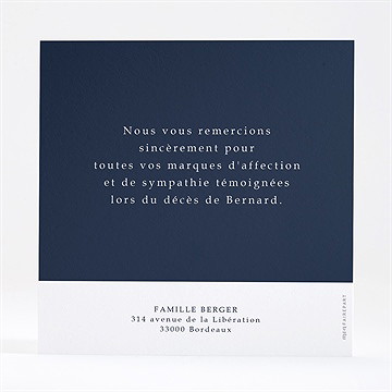 Remerciement décès son beau sourire dorure - Dos de la carte