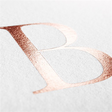 Remerciement décès gravure et initiale cuivré - Marquage à chaud CUIVRE