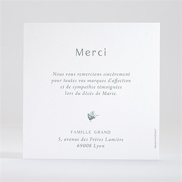 Remerciement décès bel apaisement dorure - Dos de la carte