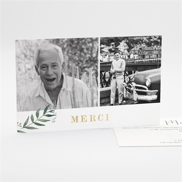 Remerciement décès mémento dorure