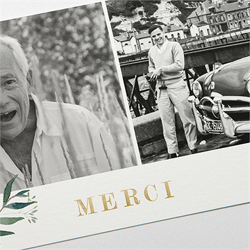 Remerciement décès mémento dorure - Détail de la carte