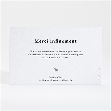 Remerciement décès son roman dorure - Dos de la carte