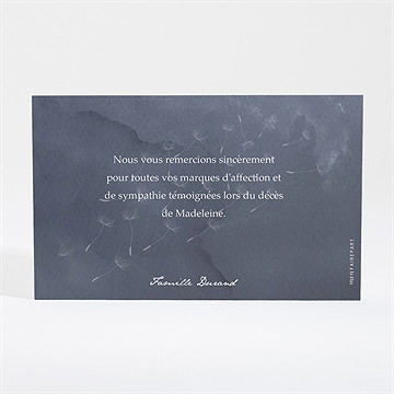 Remerciement décès recueillement dorure - Dos de la carte