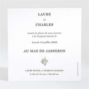 Carton d'invitation mariage belle intimité