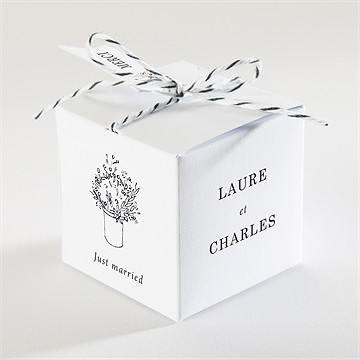 Boîte de dragées mariage belle intimité - Dos de la boîte
