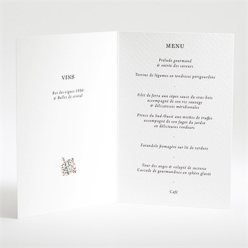 Menu mariage belle intimité - Intérieur du menu