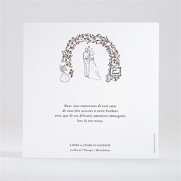 Remerciement mariage belle intimité - Dos du remerciement