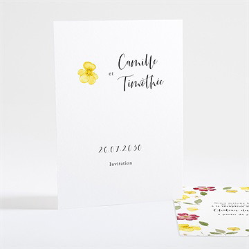 Carton d'invitation mariage aquarelle de fleurs séchées