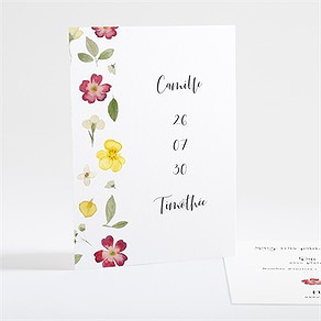 Carton réponse mariage aquarelle de fleurs séchées