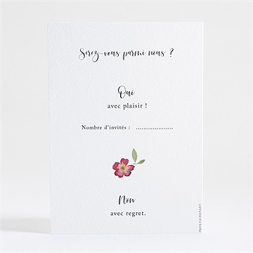 Carton réponse mariage aquarelle de fleurs séchées - Dos du carton