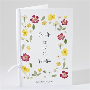 Livret de messe mariage aquarelle de fleurs séchées