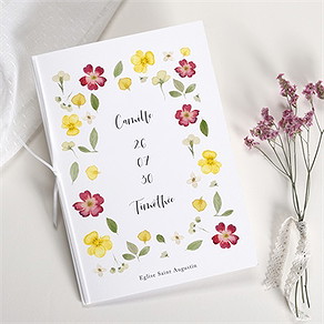 Livret de messe mariage aquarelle de fleurs séchées