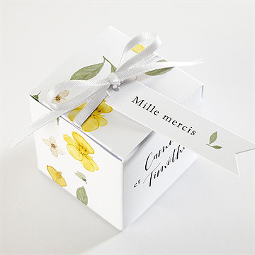 Boîte de dragées mariage aquarelle de fleurs séchées - Dessus de la boîte