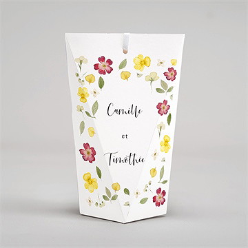 Boîte surprise mariage aquarelle de fleurs séchées - Dos de la boîte