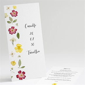 Menu mariage aquarelle de fleurs séchées