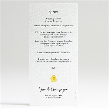 Menu mariage aquarelle de fleurs séchées - Dos du menu