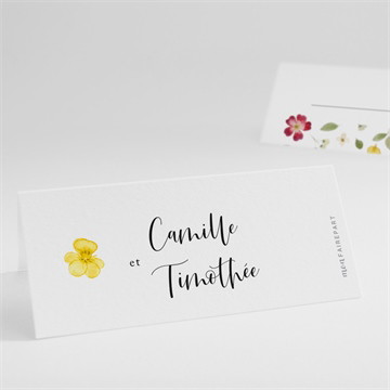 Marque-place mariage aquarelle de fleurs séchées