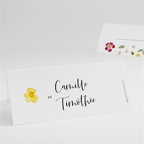 Marque-place mariage aquarelle de fleurs séchées