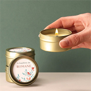Bougie baptême féerie - Bougie allumée