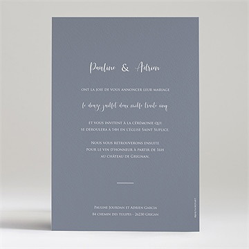 Faire-part mariage reliefs - Dos du faire-part