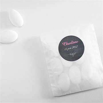 Sticker communion fond ardoise et photo - Mise en situation