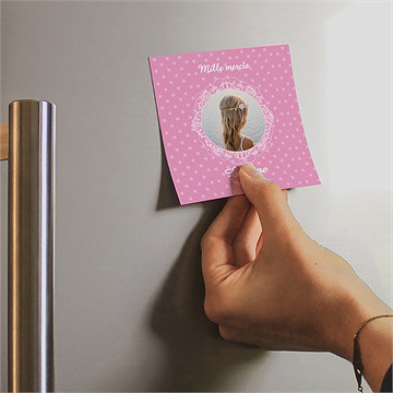 Remerciement communion mon cadre rose magnet - Mise en situation