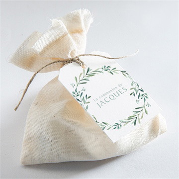 Etiquette communion végétal et dorure - Mise en situation