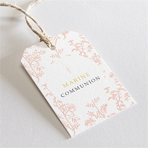 Etiquette communion gravures végétales