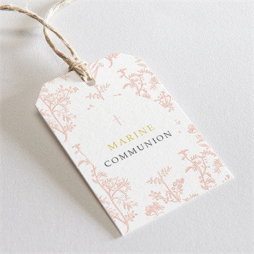 Etiquette communion gravures végétales