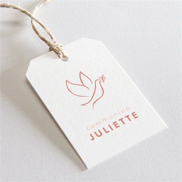 Etiquette communion colombe dorée