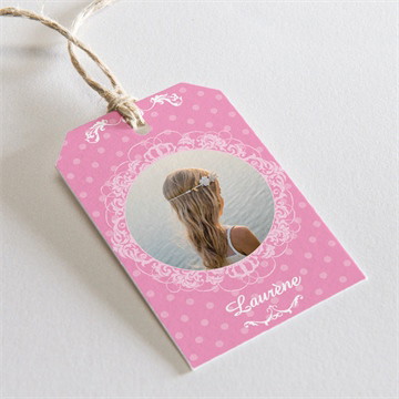 Etiquette communion mon cadre rose