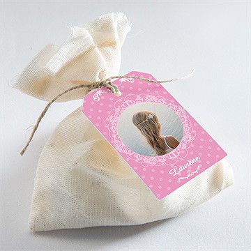 Etiquette communion mon cadre rose - Mise en situation