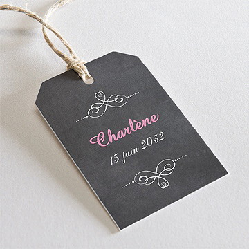 Etiquette communion fond ardoise et photo