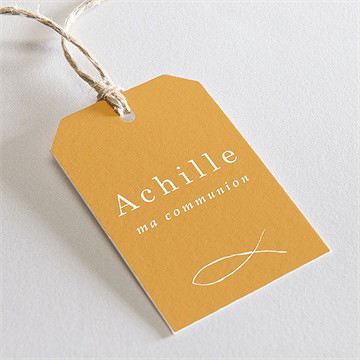 Etiquette communion jaune et or