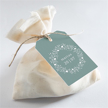 Etiquette communion gaufrage émeraude - Mise en situation