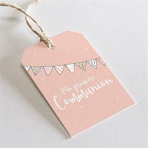 Etiquette communion banderoles de fanions