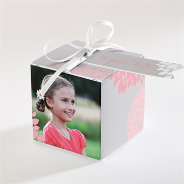 Boîte de dragées communion colombe et fleurs