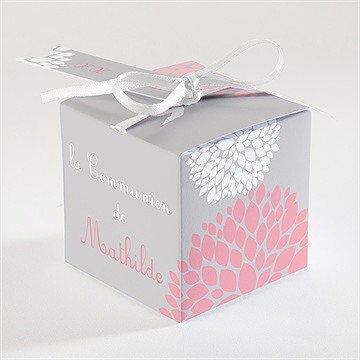 Boîte de dragées communion colombe et fleurs - Dos de la boîte