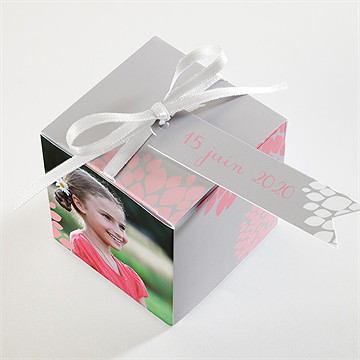 Boîte de dragées communion colombe et fleurs - Dessus de la boîte