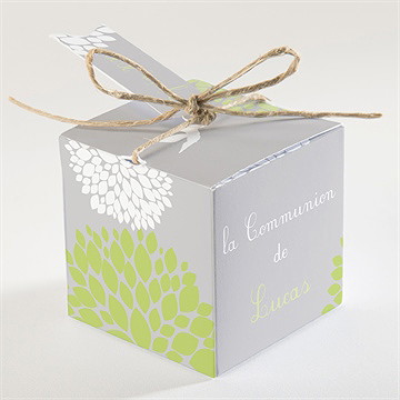 Boîte de dragées communion cadre gris et lumière - Dos de la boîte