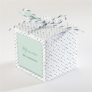 Boîte de dragées communion moderne chic - Dos de la boîte