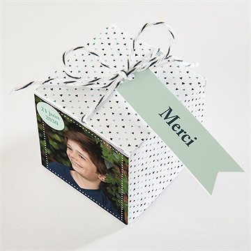 Boîte de dragées communion moderne chic - Dessus de la boîte