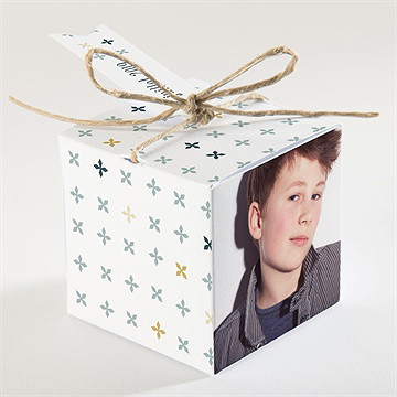 Boîte de dragées communion ambiance art déco - Dos de la boîte