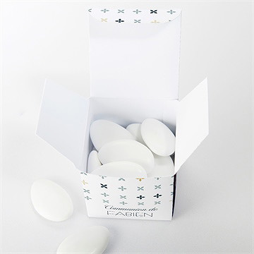 Boîte de dragées communion ambiance art déco - Intérieur de la boîte